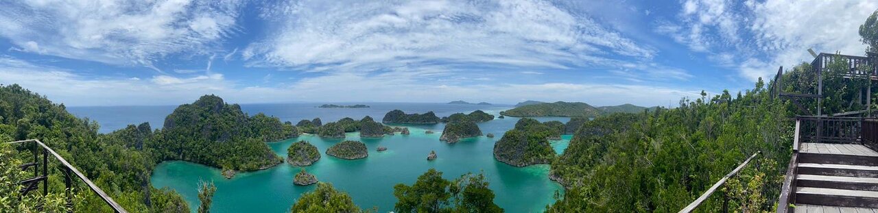 Aerial view of the karst islets of Raja Ampat