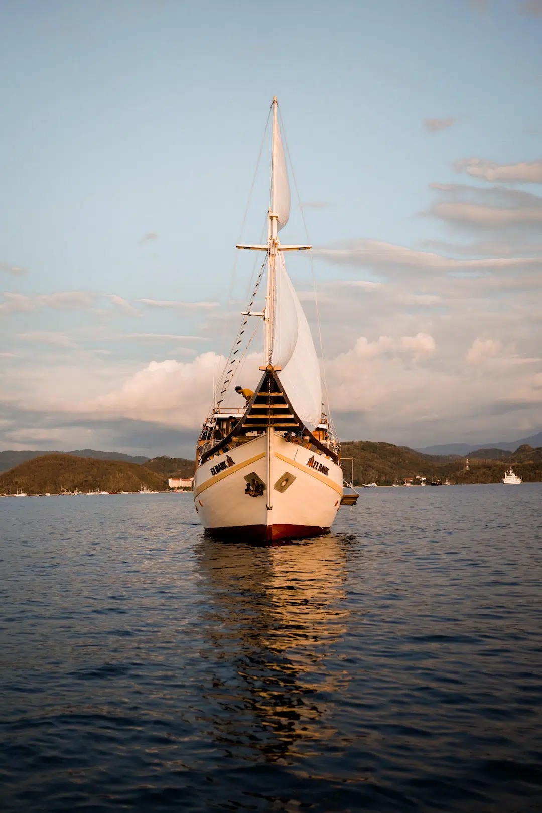 The Elbark Phinisi at anchor in Komodo