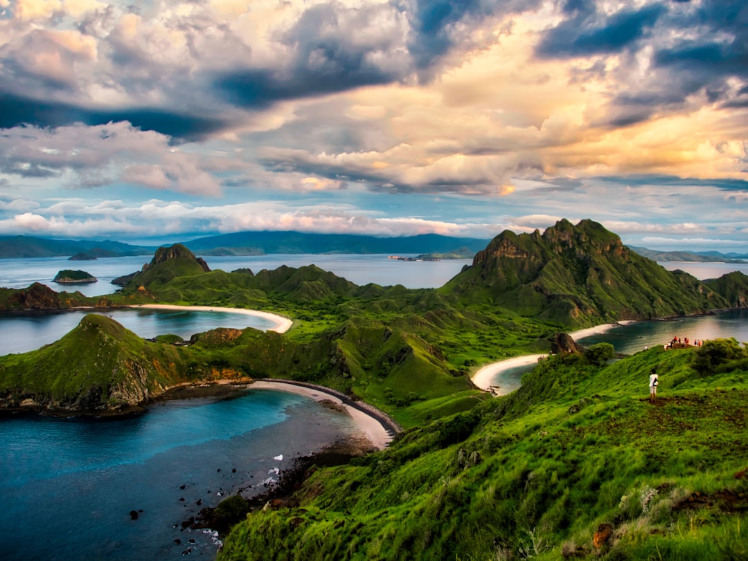 Padar Island viewpoint over three bays, Komodo National Park