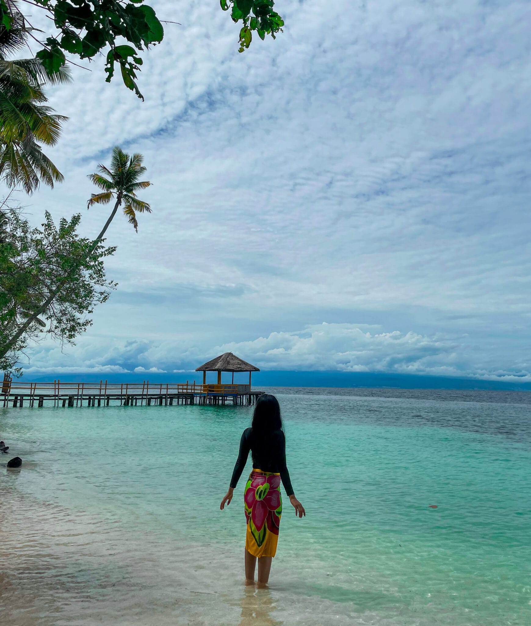 Turquoise lagoon and jetty in the Banggai islands, Central Sulawesi