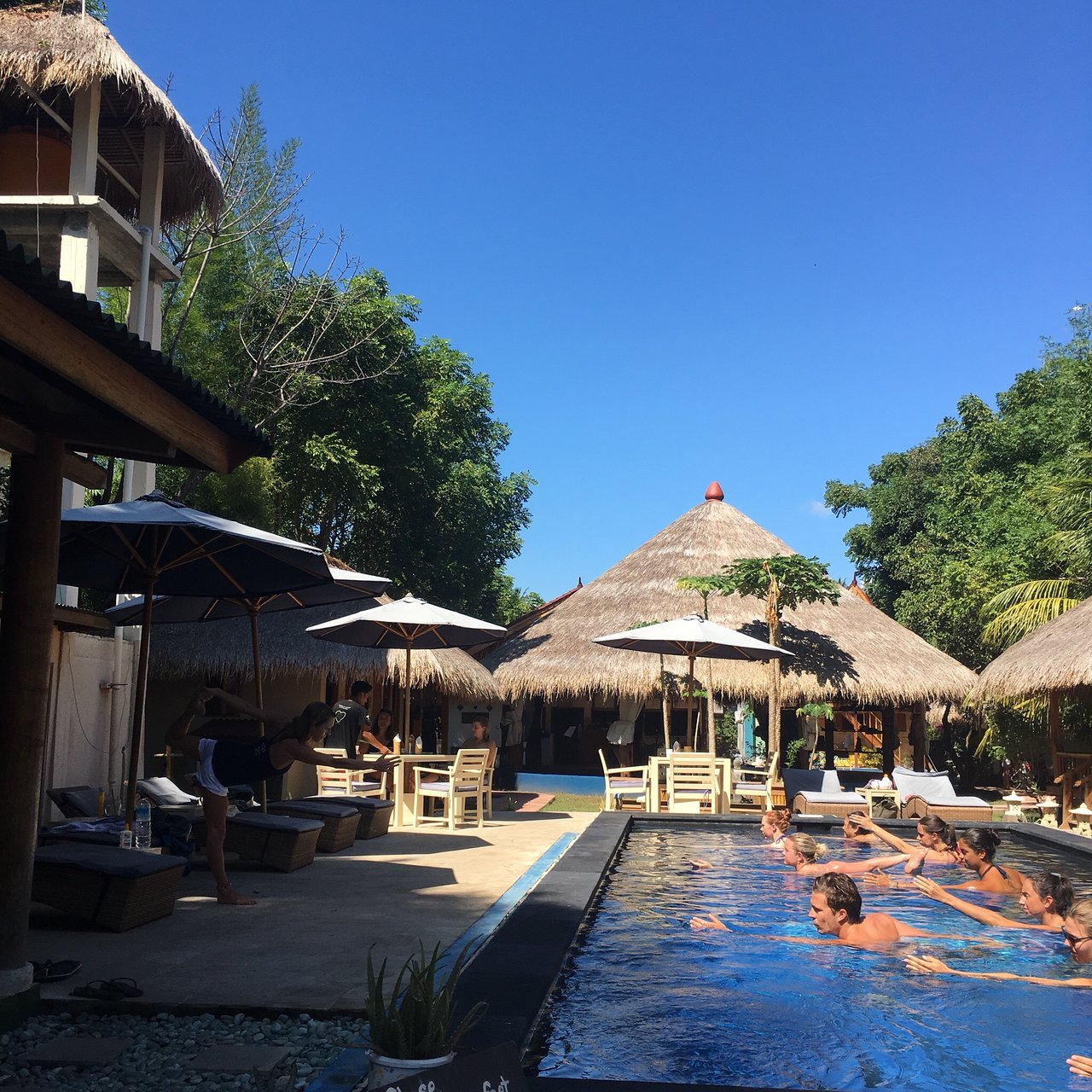 A beachfront bar among palms on Gili Air, Lombok