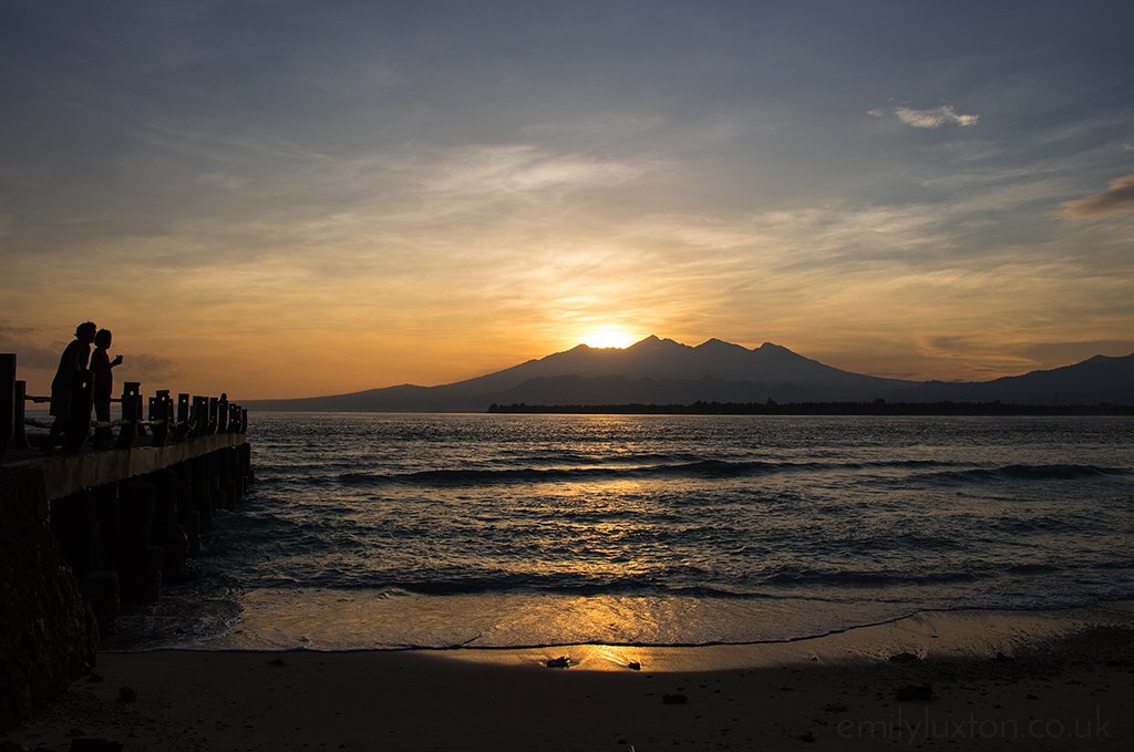 A jetty at sunset on Gili Meno, Lombok