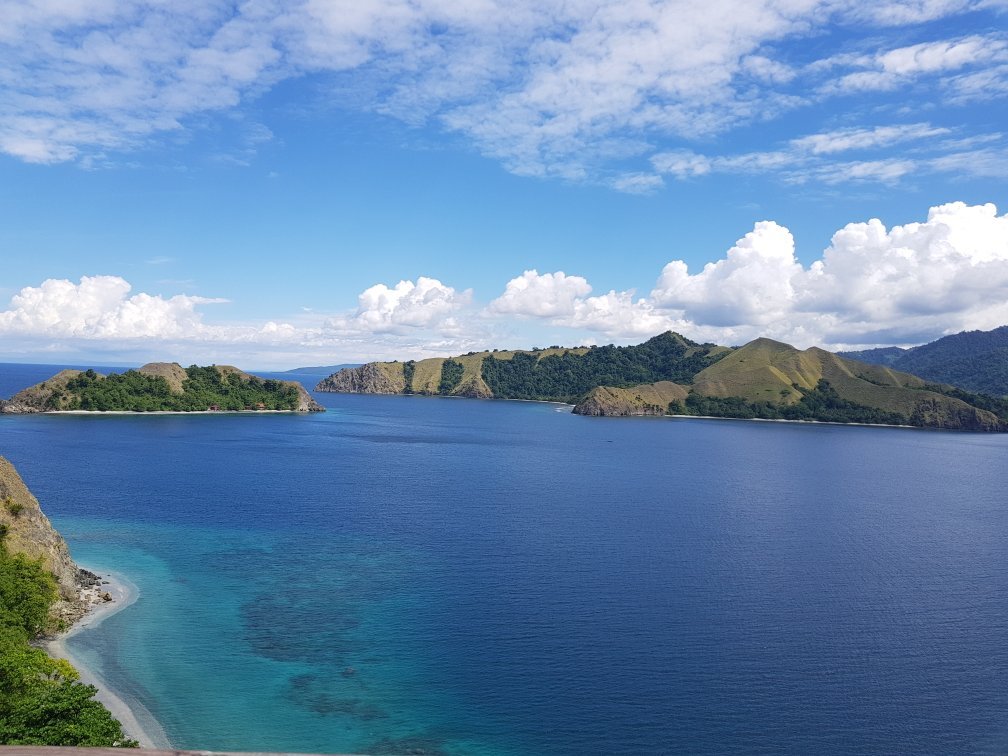 Aerial view of a bay in the Banggai Islands, Central Sulawesi